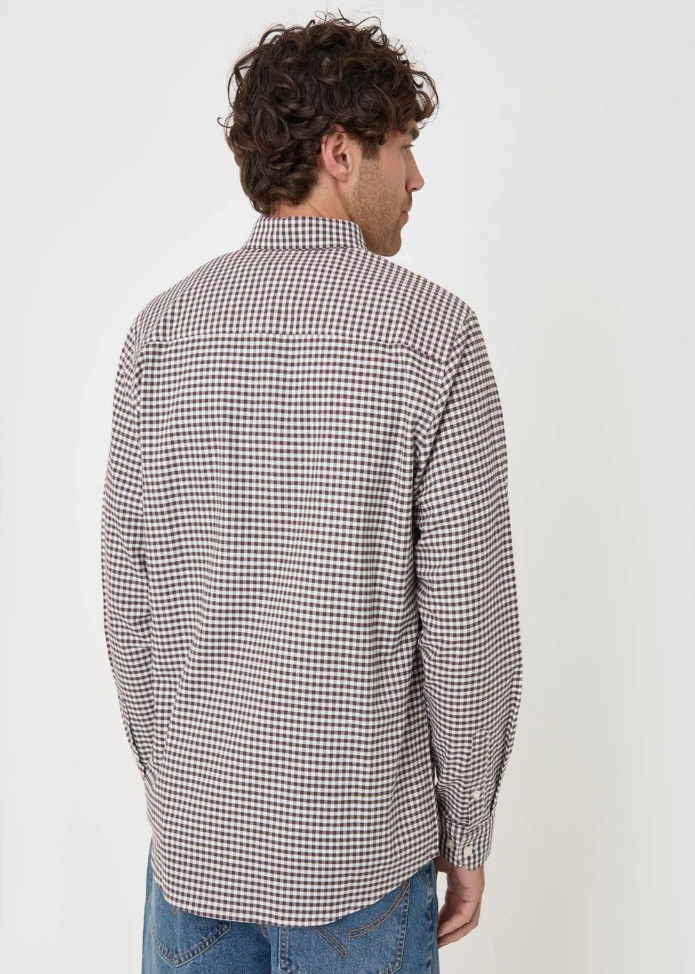Threadbare Regular Fit Cotton Oxford Shirt in Chocolate Brown Check - 2XL Image 3