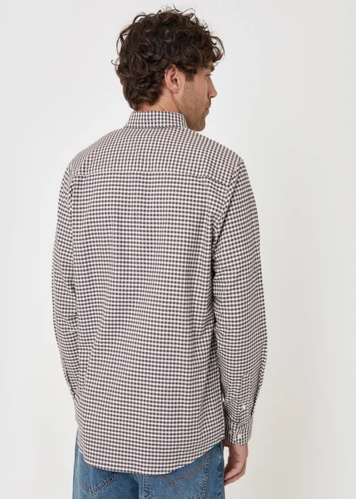 Threadbare Regular Fit Cotton Oxford Shirt in Chocolate Brown Check - 2XL Image 3