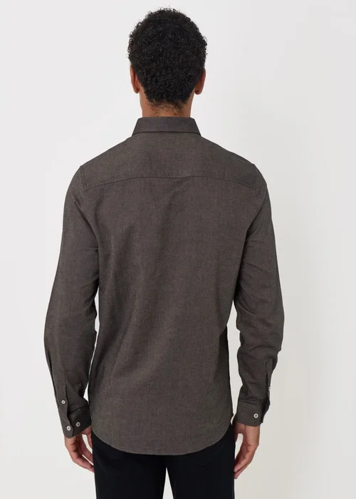 Threadbare Regular Fit Cotton Oxford Shirt in Taupe - XL Image 2