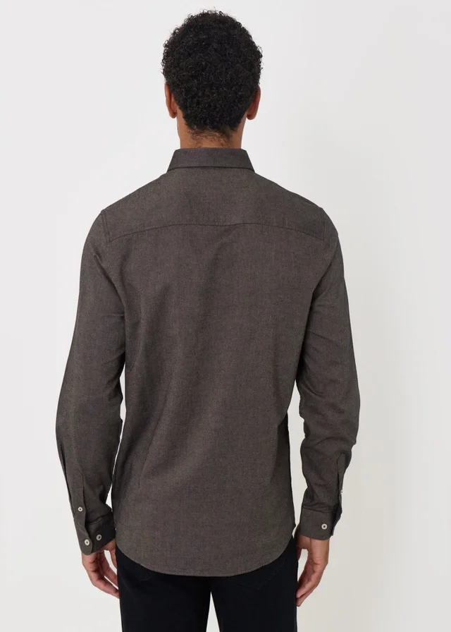 Threadbare Regular Fit Cotton Oxford Shirt in Taupe
