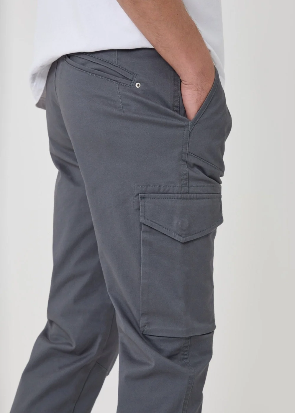 Threadbare Slim Fit Cargo Style Trousers in Dark Grey - 32cm Image 4