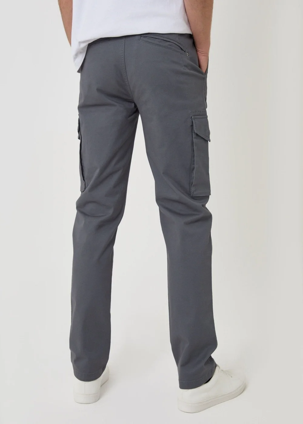 Threadbare Slim Fit Cargo Style Trousers in Dark Grey - 32cm Image 3
