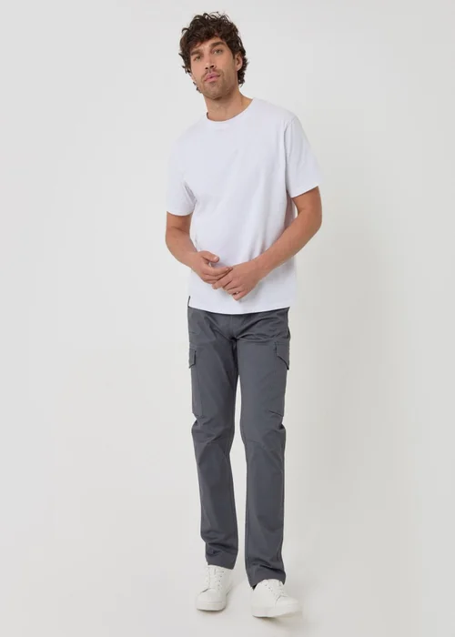 Threadbare Slim Fit Cargo Style Trousers in Dark Grey - 32cm Image 1