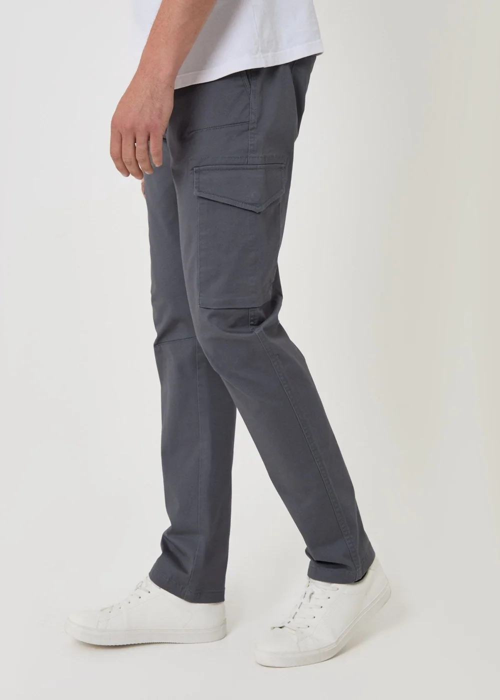 Threadbare Slim Fit Cargo Style Trousers in Dark Grey - 32cm Image 2