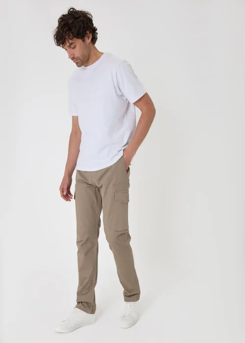 Threadbare Slim Fit Cargo Style Trousers in Taupe - 34cm Image 1
