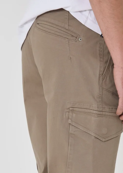 Threadbare Slim Fit Cargo Style Trousers in Taupe - 34cm Image 4