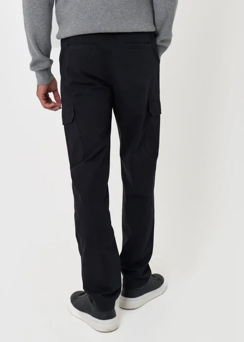 Threadbare Regular Fit Cotton Cargo Trousers in Black - M Image 3