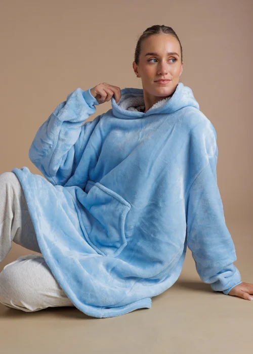 Tokyo Laundry Light Blue Soft Sherpa Lined Hooded Blanket - One Size Image 1