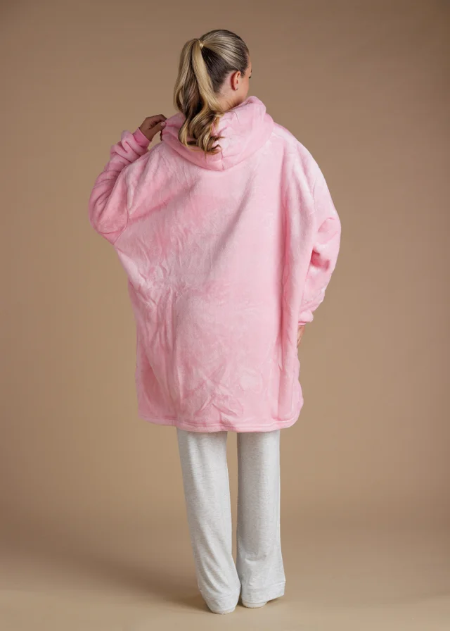 Tokyo Laundry Soft Pink Soft Sherpa Lined Hooded Blanket