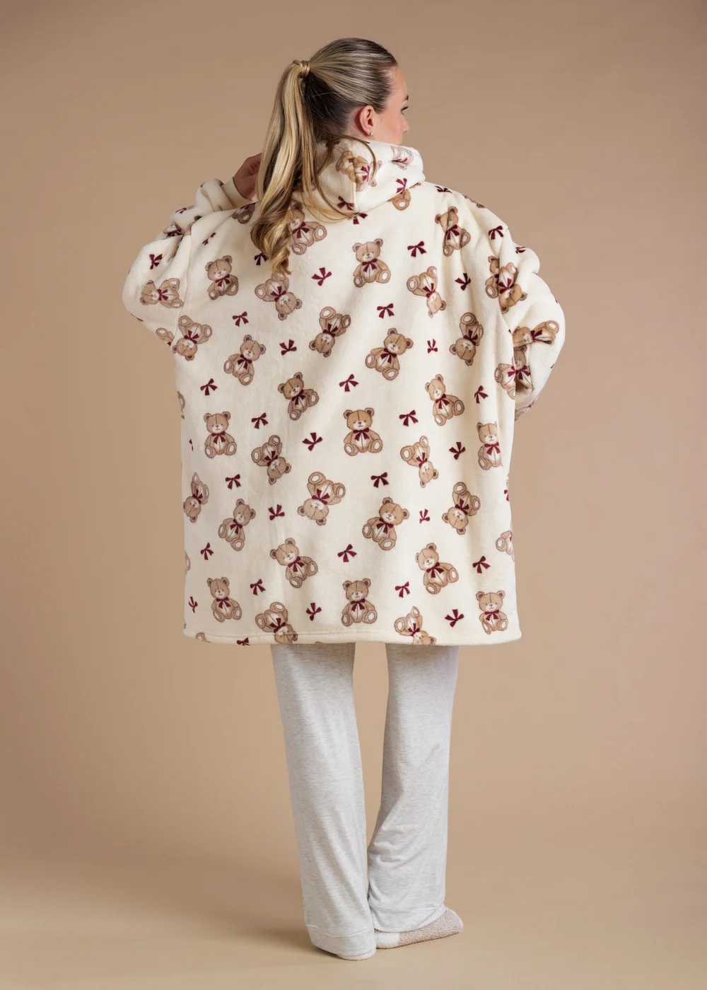 Tokyo Laundry Ecru Teddy Bear Hooded Blanket - One Size Image 2