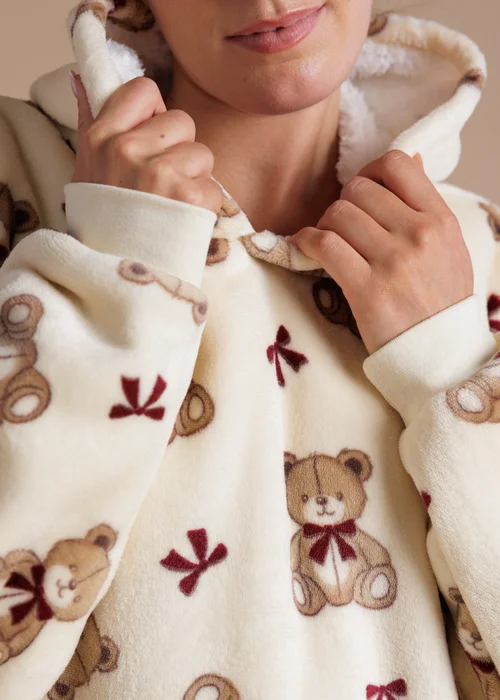 Tokyo Laundry Ecru Teddy Bear Hooded Blanket - One Size Image 3