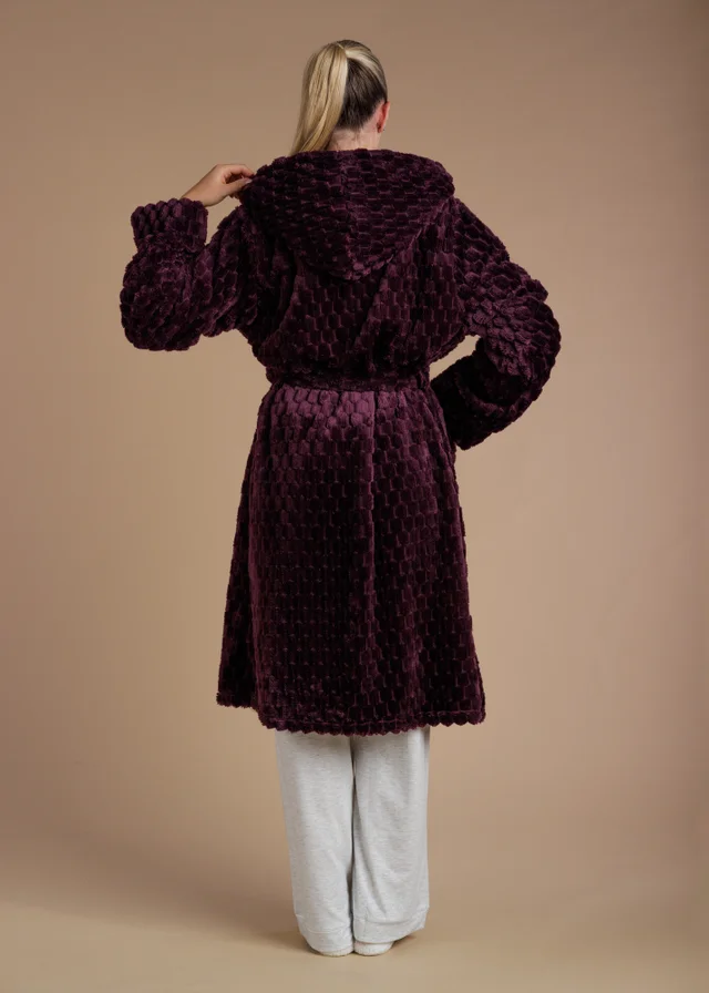 Tokyo Laundry Burgundy Honeycomb Textured Dressing Gown
