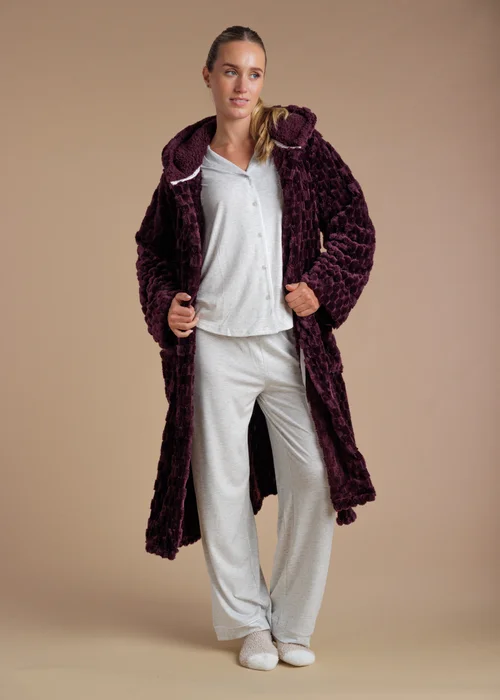 Tokyo Laundry Burgundy Honeycomb Textured Dressing Gown - L Image 3