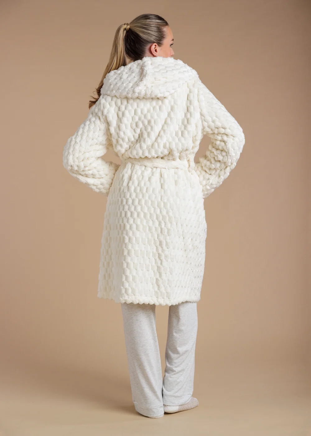 Tokyo Laundry Ivory Honeycomb Textured Dressing Gown - S Image 2