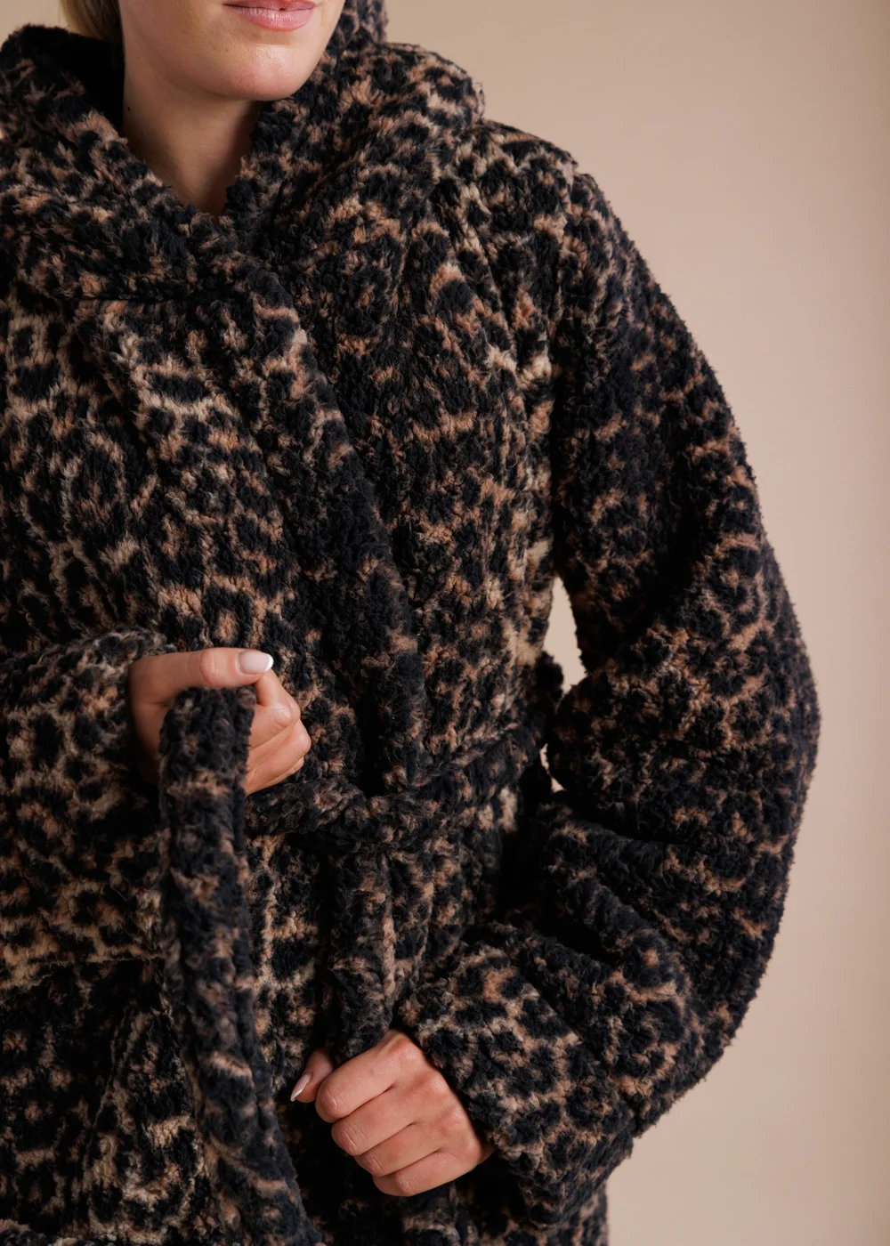 Tokyo Laundry Brown Leopard Print Hooded Dressing Gown - S Image 4