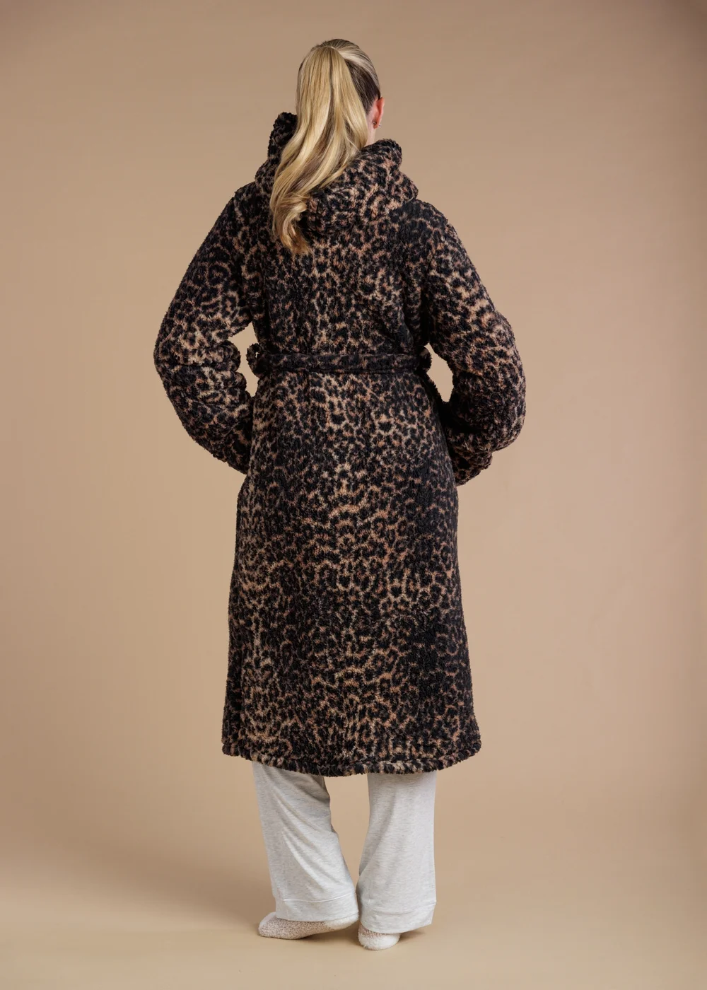 Tokyo Laundry Brown Leopard Print Hooded Dressing Gown - S Image 2
