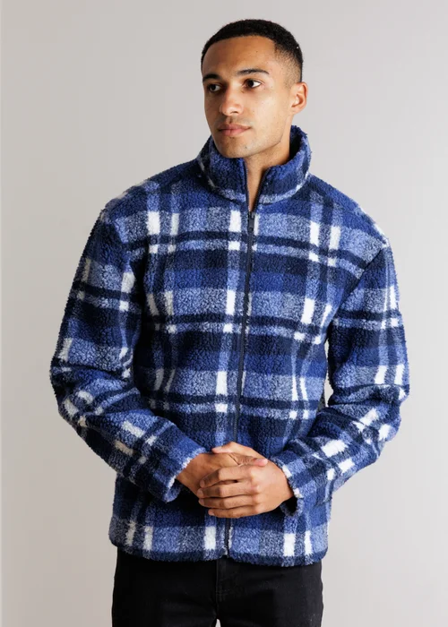 Tokyo Laundry Blue Check Borg Fleece Jacket - L Image 1