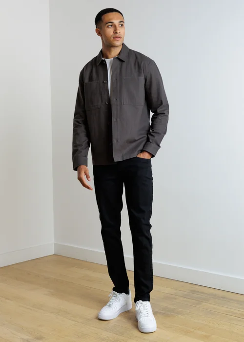 Tokyo Laundry Grey Herringbone Twill Overshirt - XL Image 3