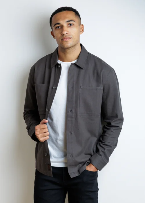 Tokyo Laundry Grey Herringbone Twill Overshirt - XL Image 1