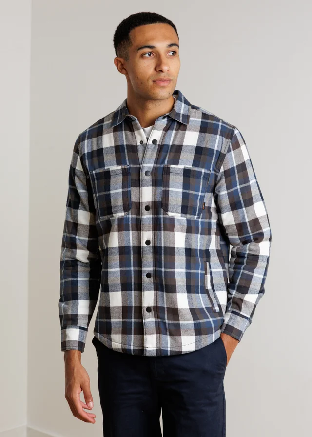 Tokyo Laundry Blue Sherpa-Lined Check Overshirt