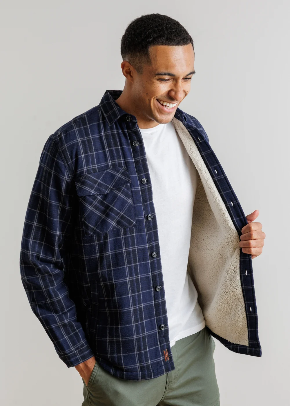 Tokyo Laundry Blue Sherpa-Lined Check Overshirt - 2XL Image 4