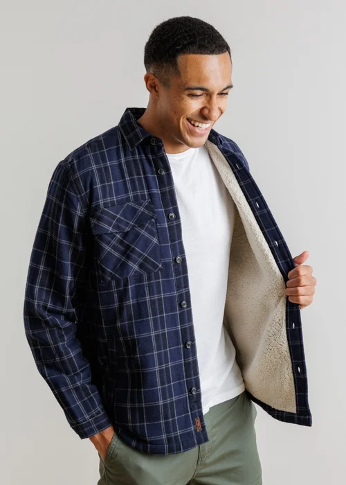 Tokyo Laundry Blue Sherpa-Lined Check Overshirt - 2XL Image 4