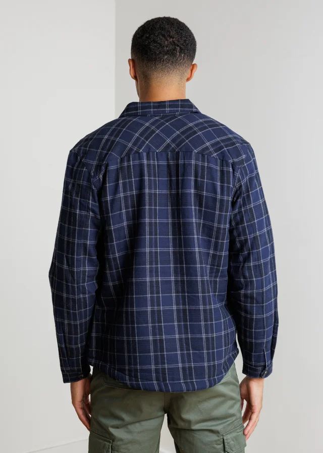 Tokyo Laundry Blue Sherpa-Lined Check Overshirt