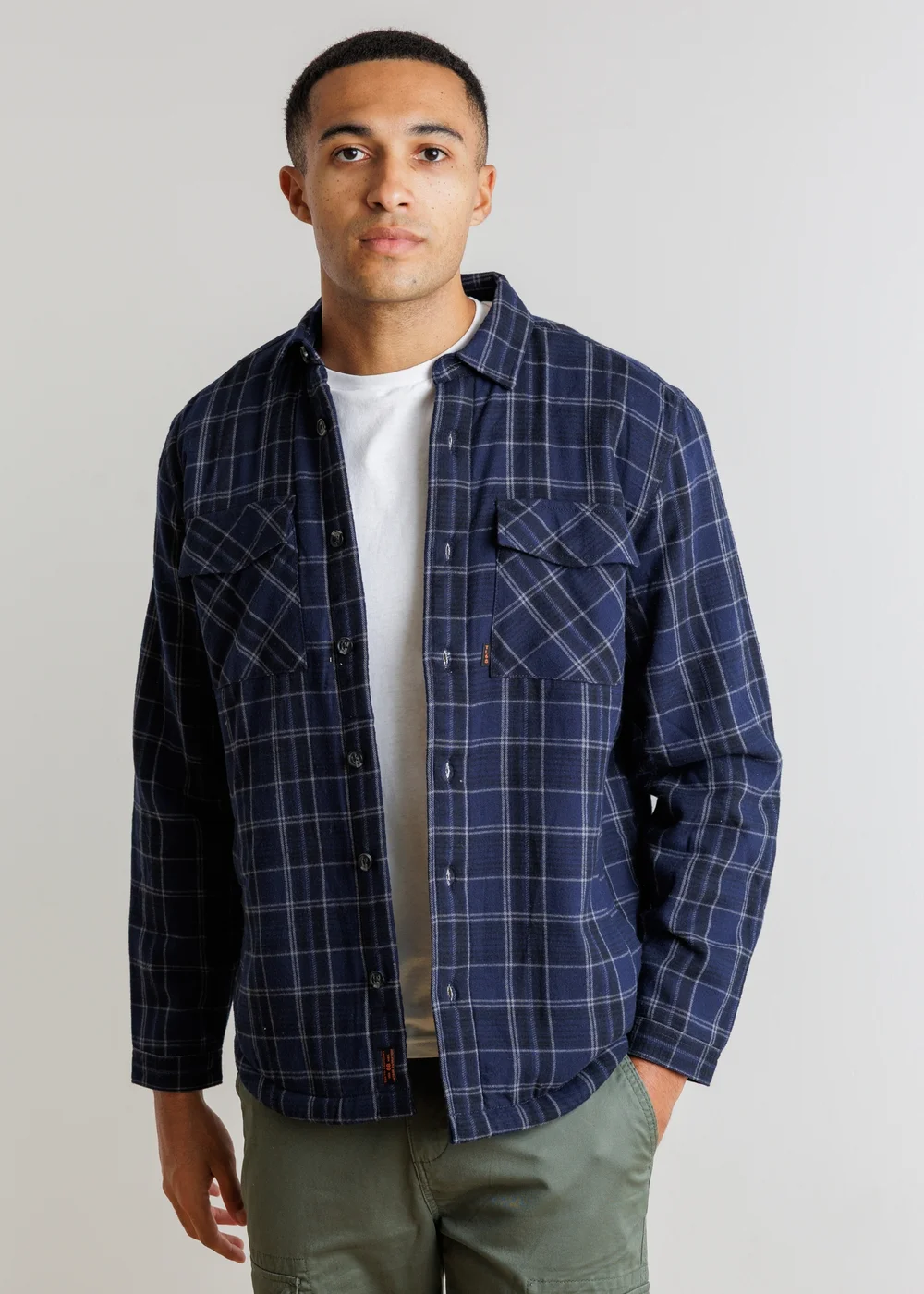 Tokyo Laundry Blue Sherpa-Lined Check Overshirt - 2XL Image 1