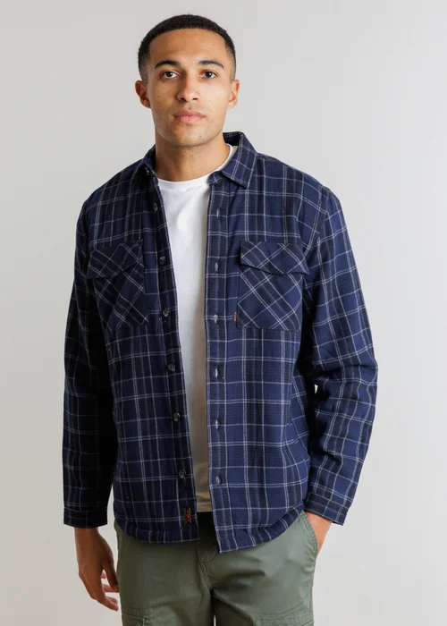 Tokyo Laundry Blue Sherpa-Lined Check Overshirt - 2XL Image 1
