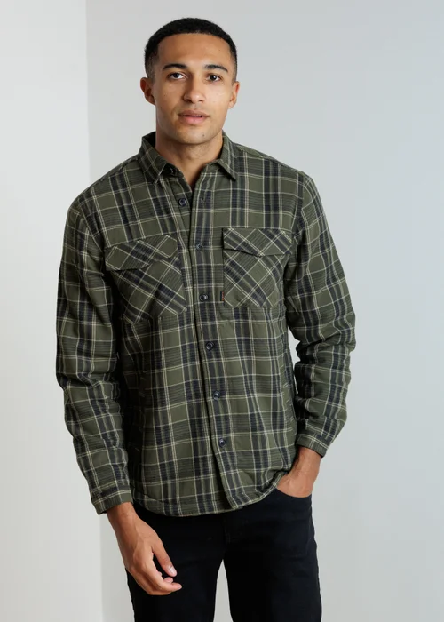 Tokyo Laundry Green Sherpa-Lined Check Overshirt - 2XL Image 1