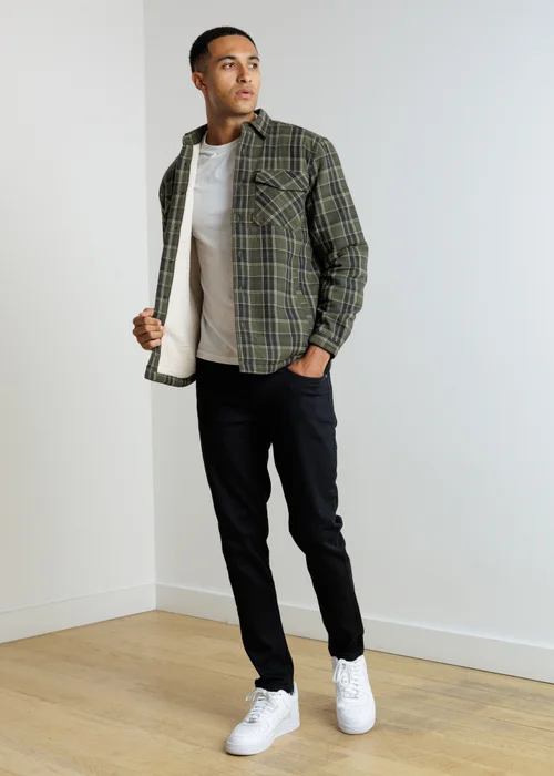 Tokyo Laundry Green Sherpa-Lined Check Overshirt - 2XL Image 3
