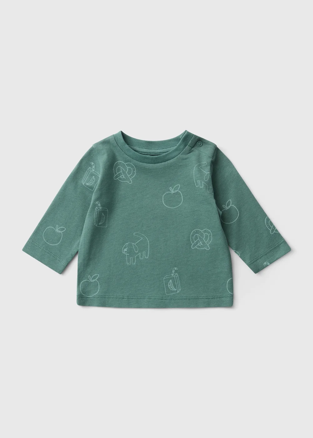 Baby Green Snack Print Top (0-23mths) - Up to 1 Month Image 1
