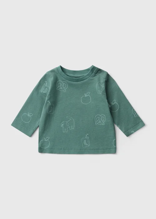 Baby Green Snack Print Top (0-23mths) - Up to 1 Month Image 1