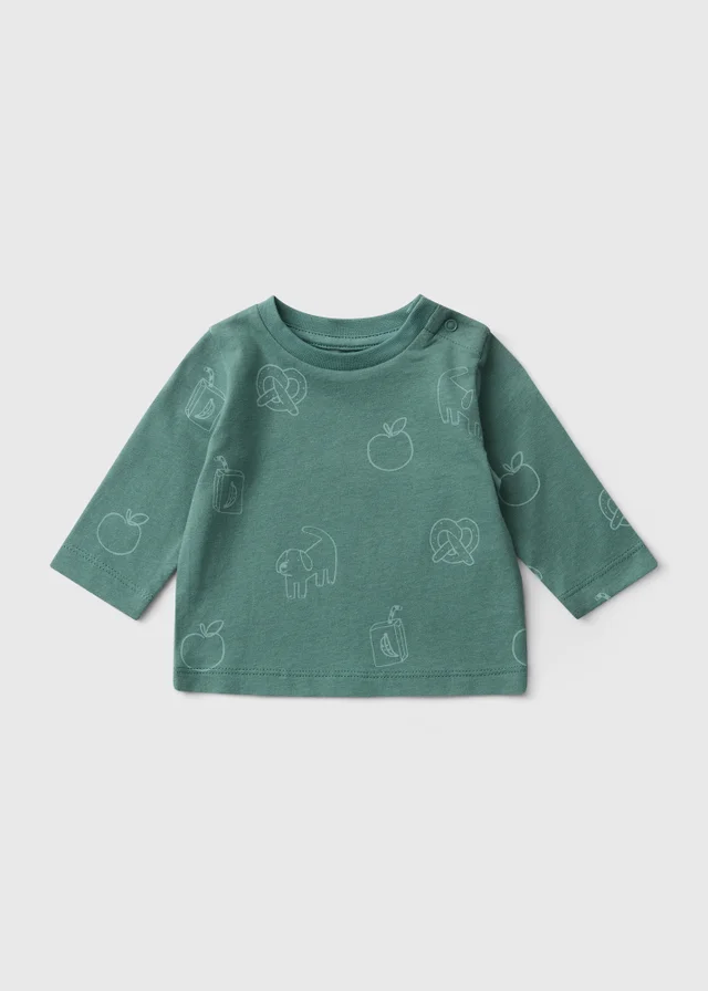 Baby Green Snack Print Top (0-23mths)
