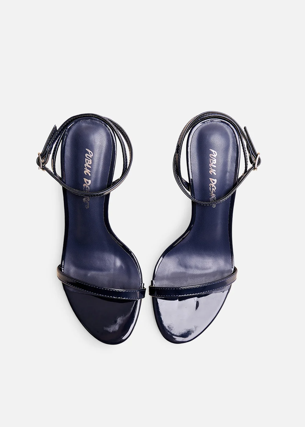 Public Desire Selene Navy Patent Curved Heels Barely There - 5 Image 2