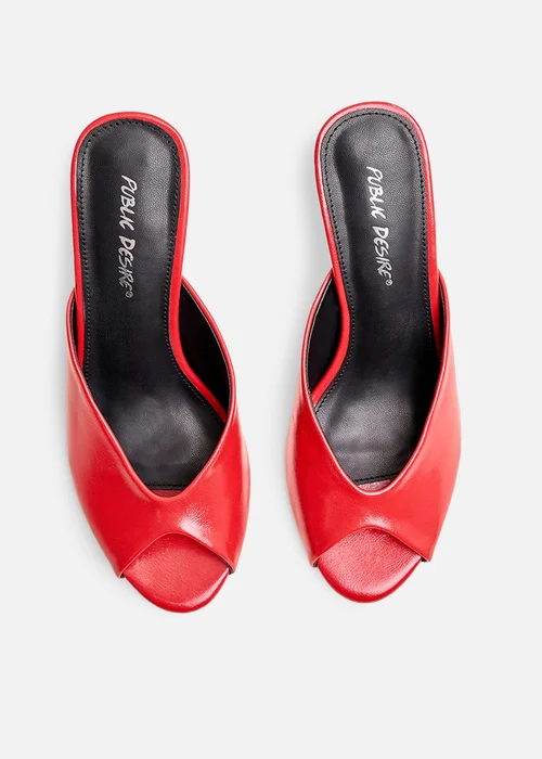 Public Desire Stessy Red Peep Toe Curved Mid Heels - 5 Image 2