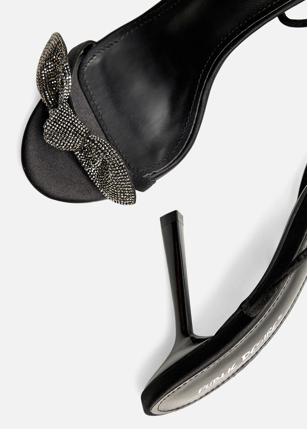 Public Desire Rose Black Embellished Bow Tie Wrap Around Heels - 5 Image 4