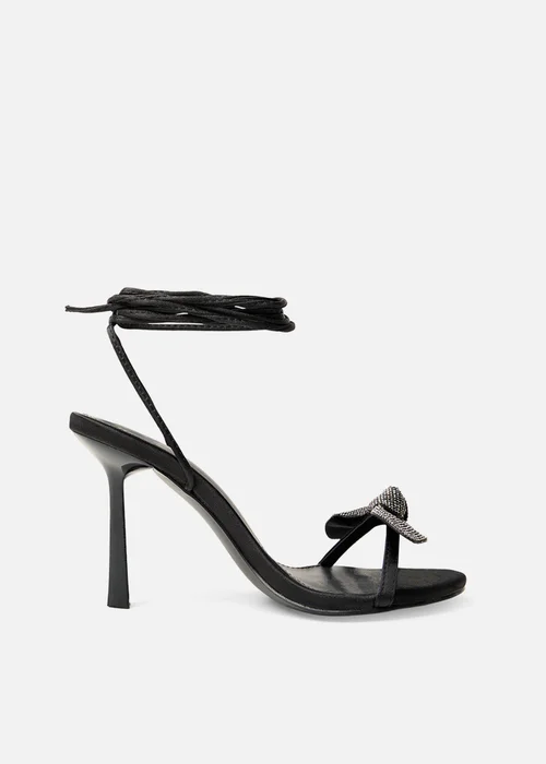 Public Desire Rose Black Embellished Bow Tie Wrap Around Heels - 5 Image 1