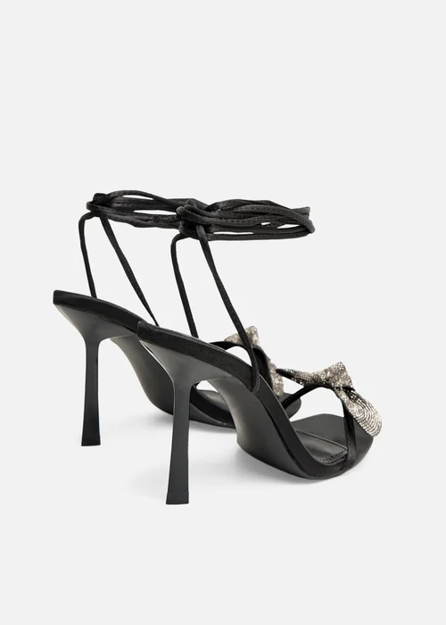 Public Desire Rose Black Embellished Bow Tie Wrap Around Heels - 5 Image 3