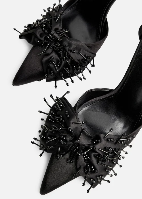 Public Desire Verde Black Ankle Strap Bow Detail High Heels - 7 Image 4