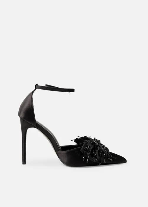 Public Desire Verde Black Ankle Strap Bow Detail High Heels - 7 Image 1