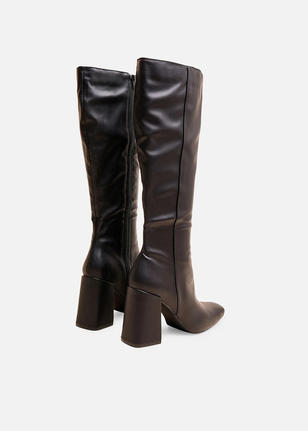 Public Desire Apology Black Pu Knee High Block Heel Boots - 8 Image 3
