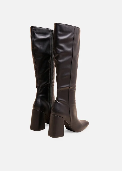 Public Desire Apology Black Pu Knee High Block Heel Boots - 8 Image 3