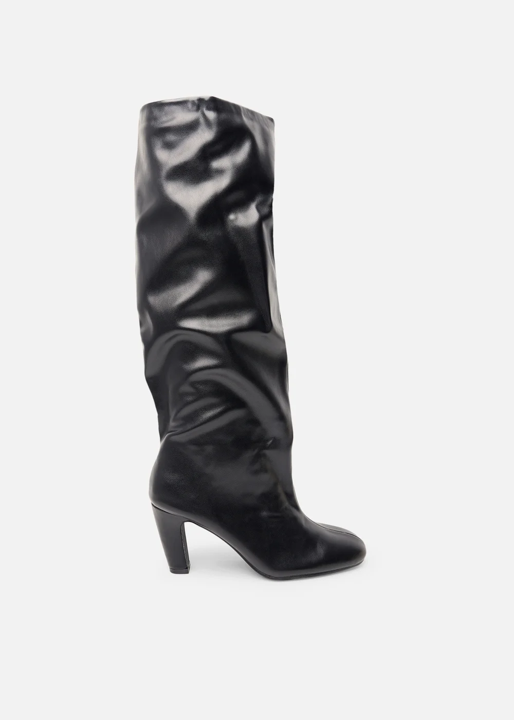Public Desire Fifth Ave Black Pu Slouchy Mid Heel Boots - 4 Image 1