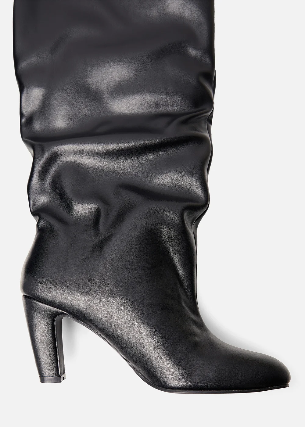 Public Desire Fifth Ave Black Pu Slouchy Mid Heel Boots - 4 Image 4