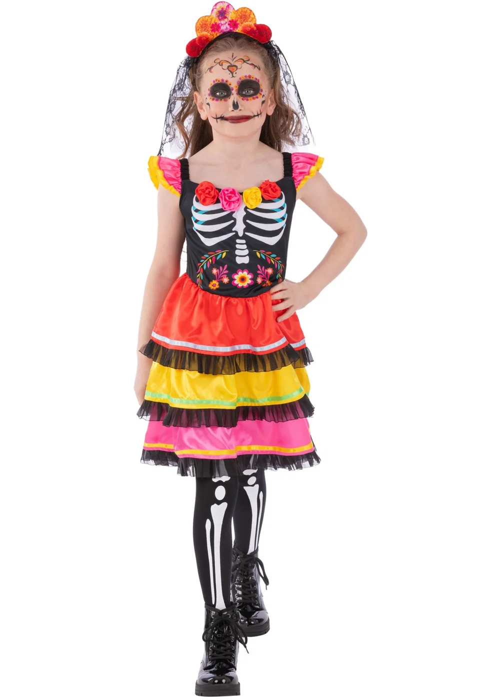 Smiffys Day of the Dead Fiesta Child Costume (4-12 Years) - 4-6 Yrs Image 4