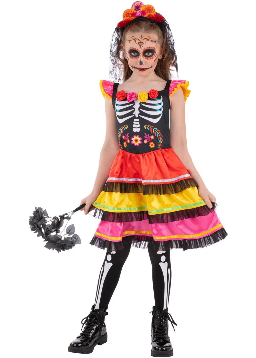 Smiffys Day of the Dead Fiesta Child Costume (4-12 Years) - 4-6 Yrs Image 1