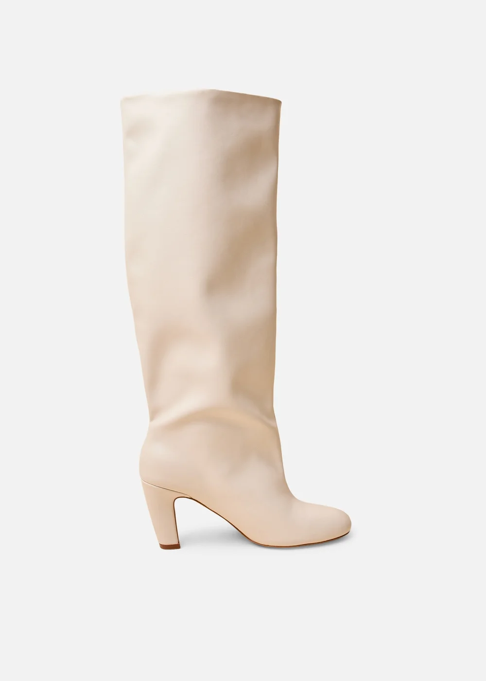 Public Desire Fifth Ave Off White Pu Slouchy Mid Heel Boots - 5 Image 1