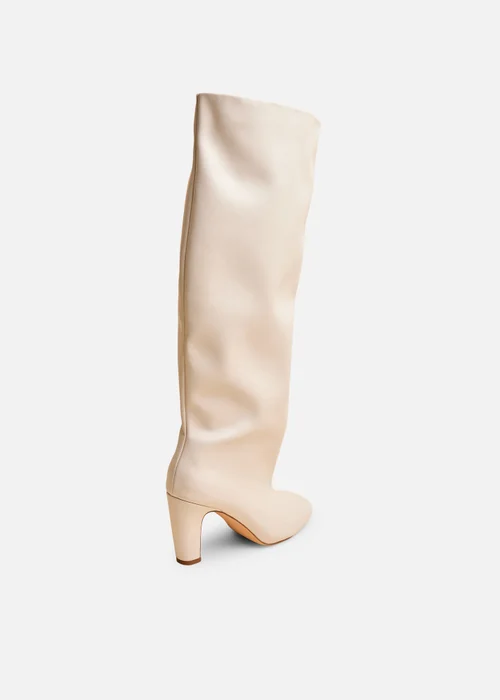 Public Desire Fifth Ave Off White Pu Slouchy Mid Heel Boots - 5 Image 3