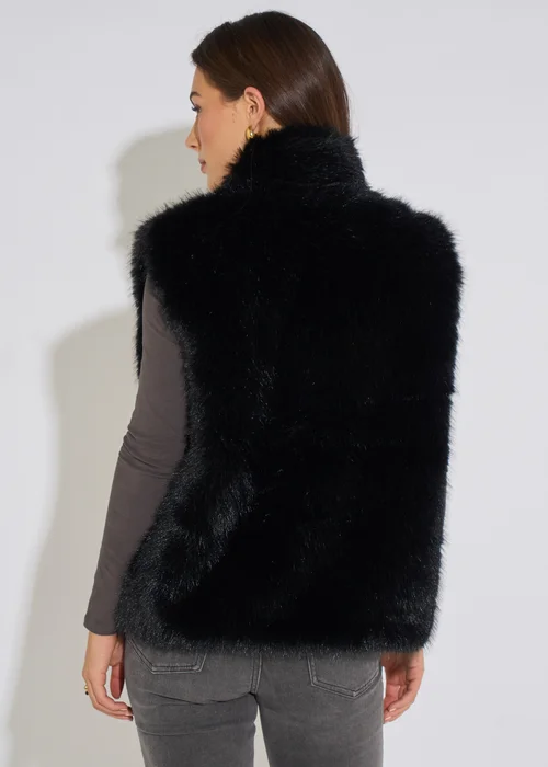 Gini London Black Boxy Faux Fur Gilet - L/XL Image 2
